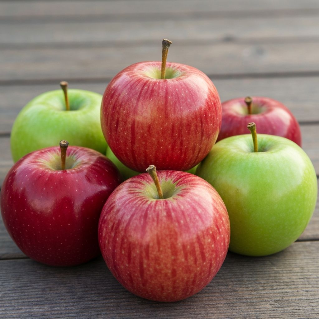 Fresh red and green apples